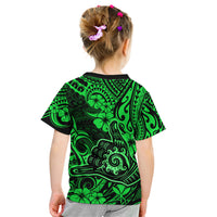 Hawaii Shaka Sign Kid T Shirt With Polynesian Hibiscus Green Unique LT01 - Polynesian Pride