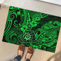 Hawaii Shaka Sign Rubber Doormat With Polynesian Hibiscus Green Unique LT01 - Polynesian Pride