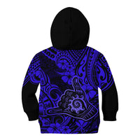 Hawaii Shaka Sign Kid Hoodie With Polynesian Hibiscus Navy Blue Unique LT01 - Polynesian Pride