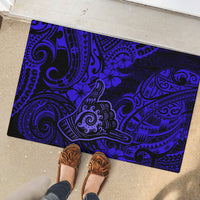 Hawaii Shaka Sign Rubber Doormat With Polynesian Hibiscus Navy Blue Unique LT01 - Polynesian Pride