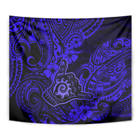 Hawaii Shaka Sign Tapestry With Polynesian Hibiscus Navy Blue Unique LT01 - Polynesian Pride