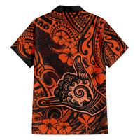 Hawaii Shaka Sign Family Matching Summer Maxi Dress and Hawaiian Shirt With Polynesian Hibiscus Orange Unique LT01 - Polynesian Pride