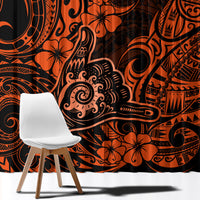 Hawaii Shaka Sign Window Curtain With Polynesian Hibiscus Orange Unique LT01 - Polynesian Pride