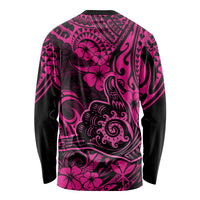 Hawaii Shaka Sign Long Sleeve Shirt With Polynesian Hibiscus Pink Unique LT01 - Polynesian Pride