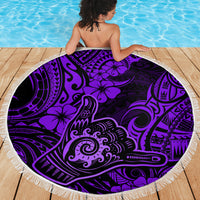 Hawaii Shaka Sign Beach Blanket Polynesian Pattern Purple Version LT01 - Wonder Print Shop