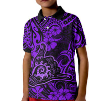 Hawaii Shaka Sign Kid Polo Shirt Polynesian Pattern Purple Version LT01 Kid Purple - Polynesian Pride
