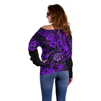 Hawaii Shaka Sign Off Shoulder Sweater Polynesian Pattern Purple Version LT01 - Polynesian Pride