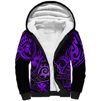 Hawaii Shaka Sign Sherpa Hoodie Polynesian Pattern Purple Version LT01 Unisex Purple - Polynesian Pride