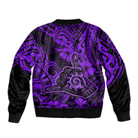 Hawaii Shaka Sign Sleeve Zip Bomber Jacket Polynesian Pattern Purple Version LT01 - Polynesian Pride