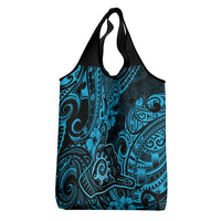 Hawaii Shaka Sign Grocery Bag Polynesian Pattern Sky Blue Version
