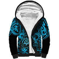 Hawaii Shaka Sign Sherpa Hoodie Polynesian Pattern Sky Blue Version LT01 Unisex Blue - Polynesian Pride