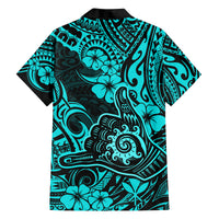 Hawaii Shaka Sign Family Matching Puletasi Dress and Hawaiian Shirt Polynesian Pattern Turquoise Version LT01 - Polynesian Pride