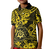 Hawaii Shaka Sign Kid Polo Shirt Polynesian Pattern Yellow Version LT01 Kid Yellow - Polynesian Pride
