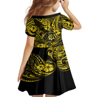 Hawaii Shaka Sign Kid Short Sleeve Dress Polynesian Pattern Yellow Version LT01 - Polynesian Pride