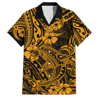 Hawaii Shark Family Matching Short Sleeve Bodycon Dress and Hawaiian Shirt Polynesian Pattern Gold Version LT01 Dad's Shirt - Short Sleeve Gold - Polynesian Pride