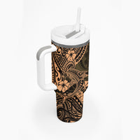 Hawaii Shark Tumbler With Handle Polynesian Pattern Gold Version