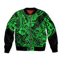 Hawaii Shark Bomber Jacket Polynesian Pattern Green Version LT01 Unisex Green - Polynesian Pride