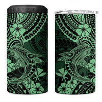 Hawaii Shark 4 in 1 Can Cooler Tumbler Polynesian Pattern Green Version
