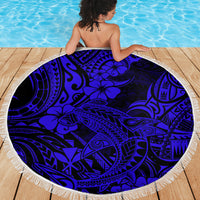 Hawaii Shark Beach Blanket Polynesian Pattern Navy Blue Version LT01 - Wonder Print Shop