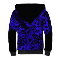 Hawaii Shark Sherpa Hoodie Polynesian Pattern Navy Blue Version LT01 - Polynesian Pride