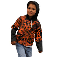 Hawaii Shark Kid Hoodie Polynesian Pattern Orange Version LT01 - Polynesian Pride