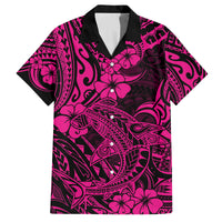 Hawaii Shark Family Matching Off Shoulder Short Dress and Hawaiian Shirt Polynesian Pattern Pink Version LT01 Dad's Shirt - Short Sleeve Pink - Polynesian Pride