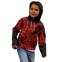 Hawaii Shark Kid Hoodie Polynesian Pattern Red Version LT01 - Polynesian Pride