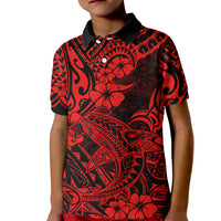 Hawaii Shark Kid Polo Shirt Polynesian Pattern Red Version LT01 Kid Red - Polynesian Pride