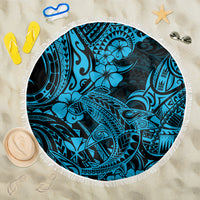 Hawaii Shark Beach Blanket Polynesian Pattern Sky Blue Version LT01 One Size 150cm Blue - Wonder Print Shop