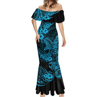 Hawaii Shark Mermaid Dress Polynesian Pattern Sky Blue Version LT01 - Polynesian Pride