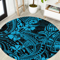 Hawaii Shark Round Carpet Polynesian Pattern Sky Blue Version LT01 Blue - Polynesian Pride