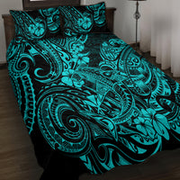 Hawaii Shark Quilt Bed Set Polynesian Pattern Turquoise Version LT01 - Polynesian Pride