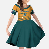 Custom Rugby Australia Family Matching Off The Shoulder Long Sleeve Dress and Hawaiian Shirt Junior Wallabies Go Champions