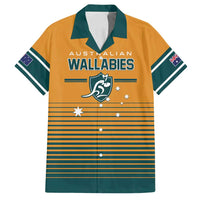 Custom Rugby Australia Family Matching Off Shoulder Maxi Dress and Hawaiian Shirt Junior Wallabies Go Champions LT01 Dad's Shirt - Short Sleeve Yellow - Polynesian Pride