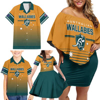 Custom Rugby Australia Family Matching Off Shoulder Short Dress and Hawaiian Shirt Junior Wallabies Go Champions LT01 - Polynesian Pride