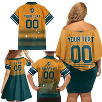 Custom Rugby Australia Family Matching Off Shoulder Short Dress and Hawaiian Shirt Junior Wallabies Go Champions LT01 - Polynesian Pride