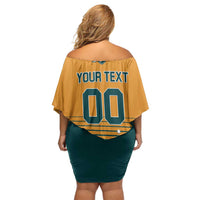 Custom Rugby Australia Family Matching Off Shoulder Short Dress and Hawaiian Shirt Junior Wallabies Go Champions LT01 - Polynesian Pride