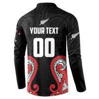 Custom Rugby New Zealand Button Sweatshirt Baby Black Go Champions