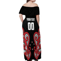 Custom Rugby New Zealand Off Shoulder Maxi Dress Baby Black Go Champions LT01 - Polynesian Pride