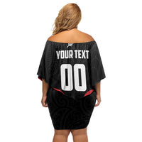 Custom Rugby New Zealand Off Shoulder Short Dress Baby Black Go Champions LT01 - Polynesian Pride