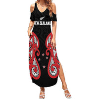 Custom Rugby New Zealand Summer Maxi Dress Baby Black Go Champions LT01 Women Black - Polynesian Pride