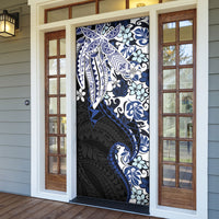 Monstera Plumeria Flowers Blue Door Cover Polynesian Pattern LT01 - Polynesian Pride