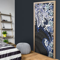 Monstera Plumeria Flowers Blue Door Cover Polynesian Pattern LT01 - Polynesian Pride