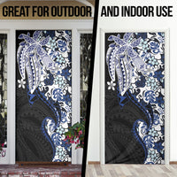 Monstera Plumeria Flowers Blue Door Cover Polynesian Pattern LT01 - Polynesian Pride