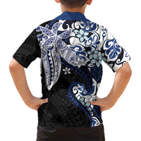 Monstera Plumeria Flowers Blue Family Matching Tank Maxi Dress and Hawaiian Shirt Polynesian Pattern LT01 - Polynesian Pride