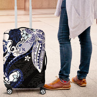 Monstera Plumeria Flowers Blue Luggage Cover Polynesian Pattern LT01 Blue - Polynesian Pride