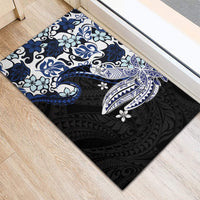 Monstera Plumeria Flowers Blue Rubber Doormat Polynesian Pattern LT01 - Polynesian Pride