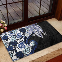 Monstera Plumeria Flowers Blue Rubber Doormat Polynesian Pattern LT01 - Polynesian Pride
