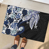 Monstera Plumeria Flowers Blue Rubber Doormat Polynesian Pattern LT01 - Polynesian Pride