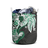 Monstera Plumeria Flowers Green Laundry Basket Polynesian Pattern LT01 - Polynesian Pride